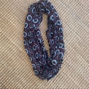 Blue and purple patterned infinity scarf